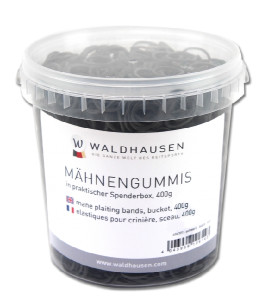 Waldhausen Gumki do grzywy i ogona w wiaderku, 400g czarne