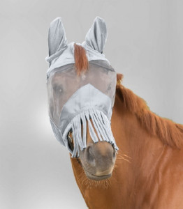 Waldhausen Maska przeciw owadom Premium z ochroną uszu i frędzlami silvey grey full