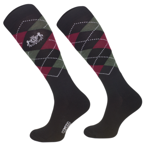 COMODO Podkolanówki zimowe z wełną merino w kratkę #01