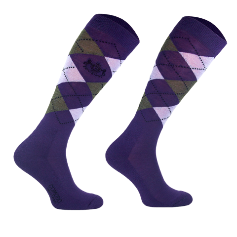 COMODO Podkolanówki zimowe z wełną merino w kratkę #08