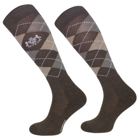 COMODO Podkolanówki zimowe z wełną merino w kratkę #09